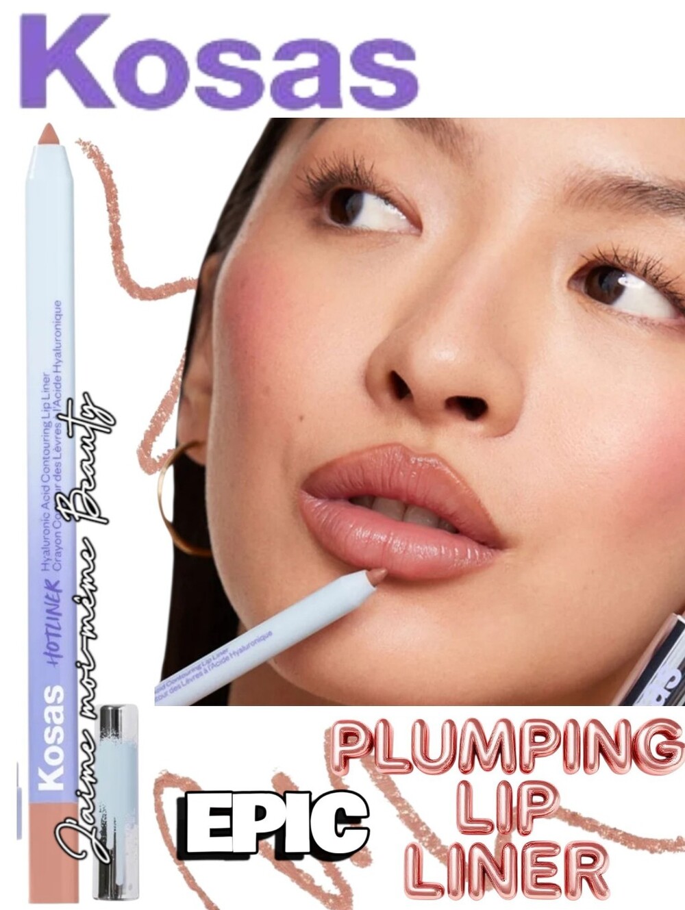 Kosas EPIC Plumping Lip Pencil- Soft Caramel Brown - NEW